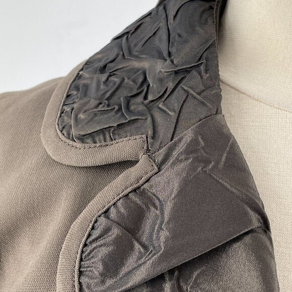 Marc by Marc Jacobs Wool-Blend Satin Collar Snap Front Waist Tie Blazer Green 6 - Picture 4 of 10